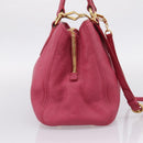 Miu Miu Vitterodino Hand Bag Leather 2way Pink Gold Auth LN239A-3