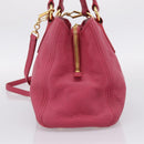 Miu Miu Vitterodino Hand Bag Leather 2way Pink Gold Auth LN239A-4