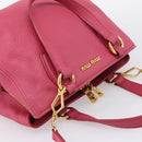 Miu Miu Vitterodino Hand Bag Leather 2way Pink Gold Auth LN239A-6