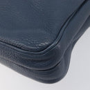 PRADA Shoulder Bag Vittero Dino Leather Navy Silver Auth LN240-11