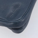 PRADA Shoulder Bag Vittero Dino Leather Navy Silver Auth LN240-12