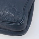 PRADA Shoulder Bag Vittero Dino Leather Navy Silver Auth LN240-13