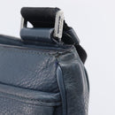 PRADA Shoulder Bag Vittero Dino Leather Navy Silver Auth LN240-16