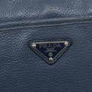 PRADA Shoulder Bag Vittero Dino Leather Navy Silver Auth LN240-20