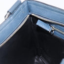 PRADA Shoulder Bag Vittero Dino Leather Navy Silver Auth LN240-22