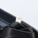 PRADA Shoulder Bag Vittero Dino Leather Navy Silver Auth LN240-27