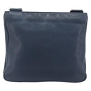 PRADA Shoulder Bag Vittero Dino Leather Navy Silver Auth LN240-2