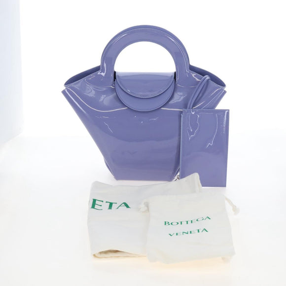 Bottega Veneta Hand Bag Patent leather Purple Silver Auth LN242M