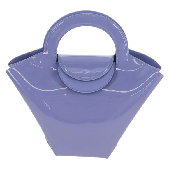Bottega Veneta Hand Bag Patent leather Purple Silver Auth LN242M