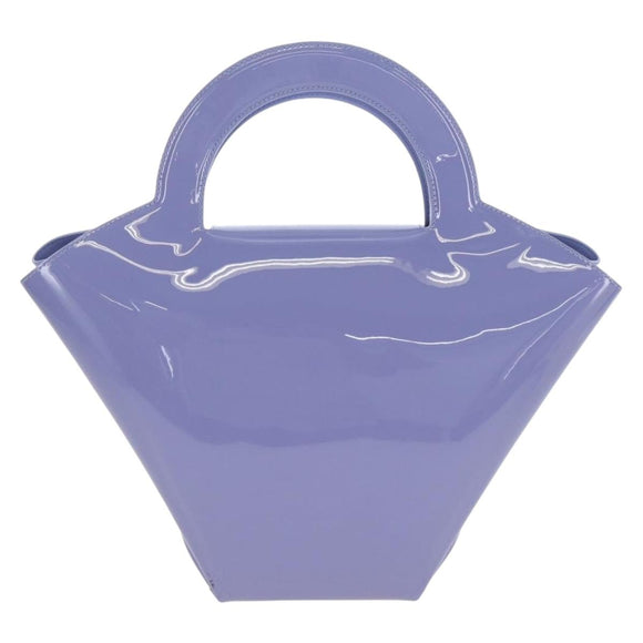 Bottega Veneta Hand Bag Patent leather Purple Silver Auth LN242M