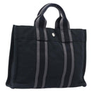 HERMES Fourre Tout PM Hand Bag Canvas Black Silver Auth LN243-1