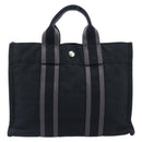 HERMES Fourre Tout PM Hand Bag Canvas Black Silver Auth LN243-2