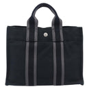 HERMES Fourre Tout PM Hand Bag Canvas Black Silver Auth LN243-3