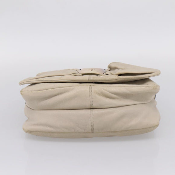 Salvatore Ferragamo Vala Shoulder Bag Leather Ivory Gold Auth LN245