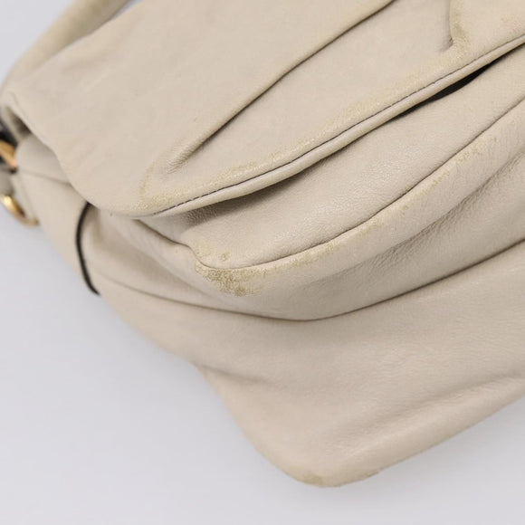 Salvatore Ferragamo Vala Shoulder Bag Leather Ivory Gold Auth LN245