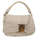 Salvatore Ferragamo Vala Shoulder Bag Leather Ivory Gold Auth LN245-1