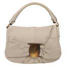 Salvatore Ferragamo Vala Shoulder Bag Leather Ivory Gold Auth LN245-2