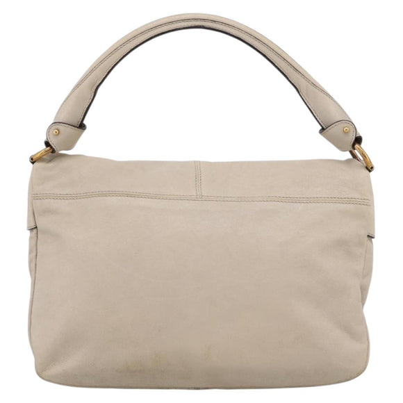Salvatore Ferragamo Vala Shoulder Bag Leather Ivory Gold Auth LN245