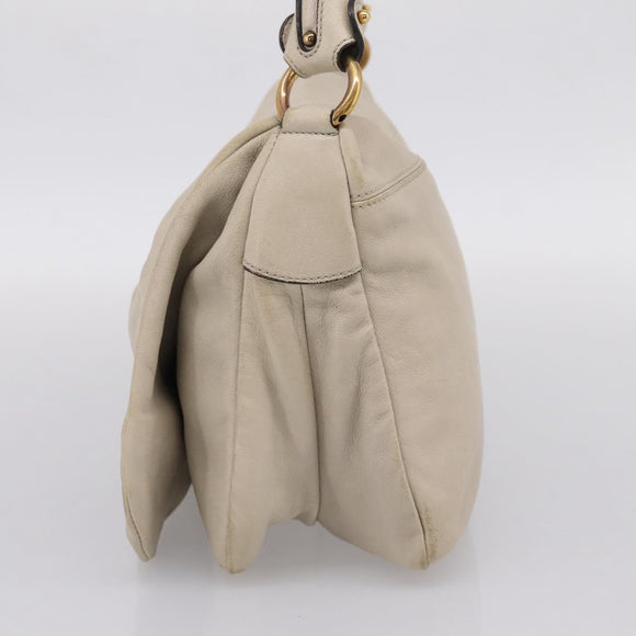 Salvatore Ferragamo Vala Shoulder Bag Leather Ivory Gold Auth LN245