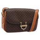 CELINE Macadam Canvas Shoulder Bag PVC Leather Brown Gold Auth LN246-1