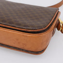 CELINE Macadam Canvas Shoulder Bag PVC Leather Brown Gold Auth LN246-11