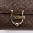 CELINE Macadam Canvas Shoulder Bag PVC Leather Brown Gold Auth LN246-13