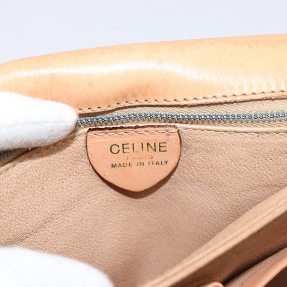 CELINE Macadam Canvas Shoulder Bag PVC Leather Brown Gold Auth LN246