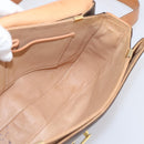 CELINE Macadam Canvas Shoulder Bag PVC Leather Brown Gold Auth LN246-17