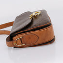 CELINE Macadam Canvas Shoulder Bag PVC Leather Brown Gold Auth LN246-4