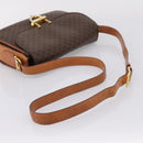 CELINE Macadam Canvas Shoulder Bag PVC Leather Brown Gold Auth LN246-6