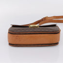 CELINE Macadam Canvas Shoulder Bag PVC Leather Brown Gold Auth LN246-8