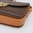 CELINE Macadam Canvas Shoulder Bag PVC Leather Brown Gold Auth LN246-9