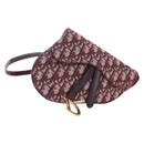 Christian Dior Trotter Canvas Saddle Waist bag Red Gold Auth LN247M-1