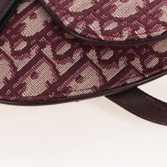 Christian Dior Trotter Canvas Saddle Waist bag Red Gold Auth LN247M