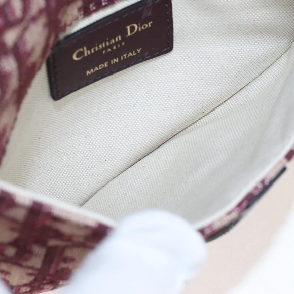 Christian Dior Trotter Canvas Saddle Waist bag Red Gold Auth LN247M