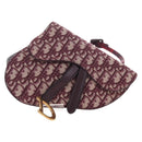 Christian Dior Trotter Canvas Saddle Waist bag Red Gold Auth LN247M-2