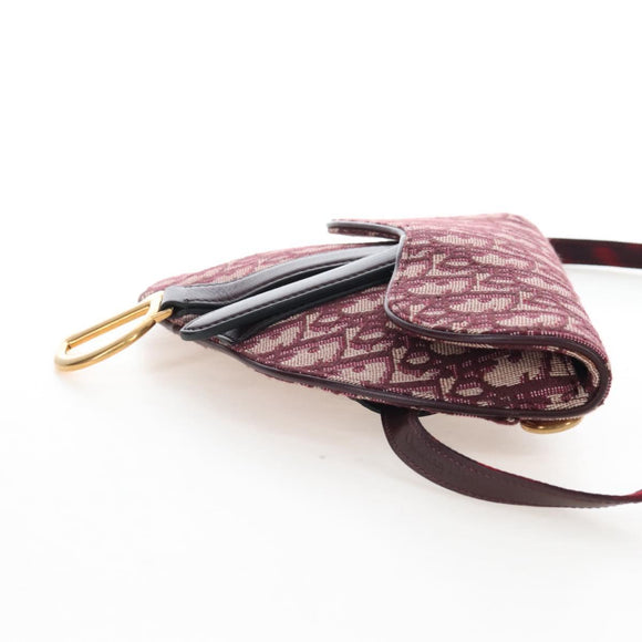Christian Dior Trotter Canvas Saddle Waist bag Red Gold Auth LN247M