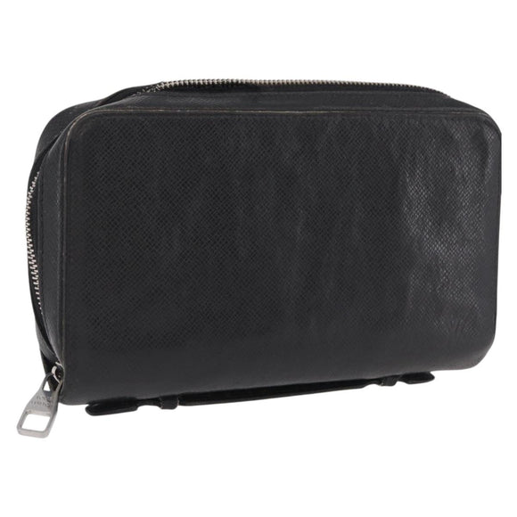 LOUIS VUITTON Taiga Zippy XL Long Wallet Black M44275 LV Auth LN248