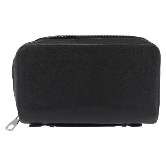 LOUIS VUITTON Taiga Zippy XL Long Wallet Black M44275 LV Auth LN248