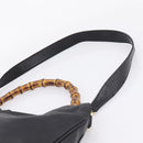 GUCCI Bamboo Hand Bag Leather 2way Black Gold 001 2058 1577 Auth LN249-11