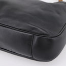 GUCCI Bamboo Hand Bag Leather 2way Black Gold 001 2058 1577 Auth LN249-13
