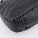 GUCCI Bamboo Hand Bag Leather 2way Black Gold 001 2058 1577 Auth LN249-16