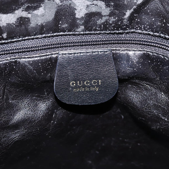 GUCCI Bamboo Hand Bag Leather 2way Black Gold 001 2058 1577 Auth LN249