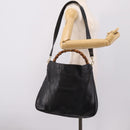 GUCCI Bamboo Hand Bag Leather 2way Black Gold 001 2058 1577 Auth LN249-24