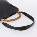 GUCCI Bamboo Hand Bag Leather 2way Black Gold 001 2058 1577 Auth LN249-9
