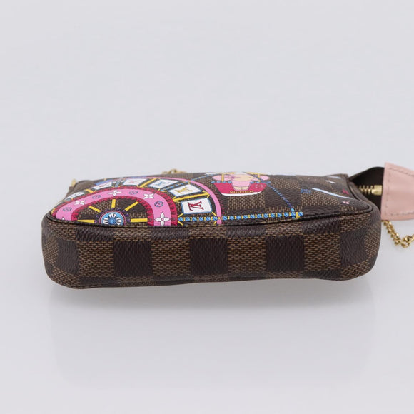 LOUIS VUITTON Damier Ebene Vivienne Mini Pochette Accessoires N60402 Auth LN251M