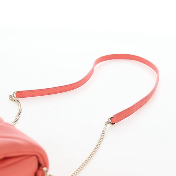 BVLGARI Serpenti Cabochon Microbag Chain Bag Leather Pink Gold Auth LN252M