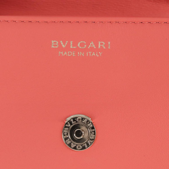BVLGARI Serpenti Cabochon Microbag Chain Bag Leather Pink Gold Auth LN252M