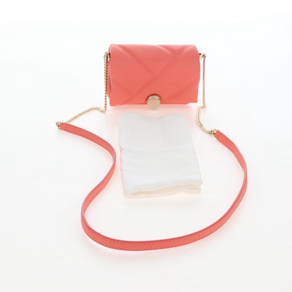 BVLGARI Serpenti Cabochon Microbag Chain Bag Leather Pink Gold Auth LN252M