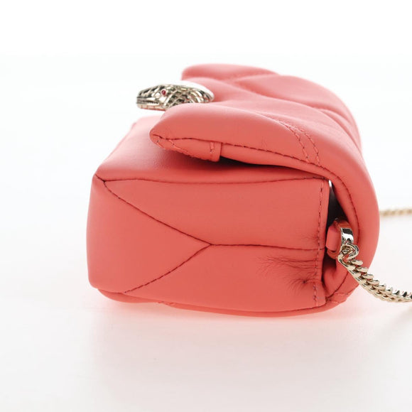 BVLGARI Serpenti Cabochon Microbag Chain Bag Leather Pink Gold Auth LN252M